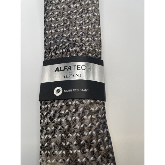 ALFATECH BY ALFANI Stain Resistant Thornton Mini Tie In Taupe New - Picture 5 of 7